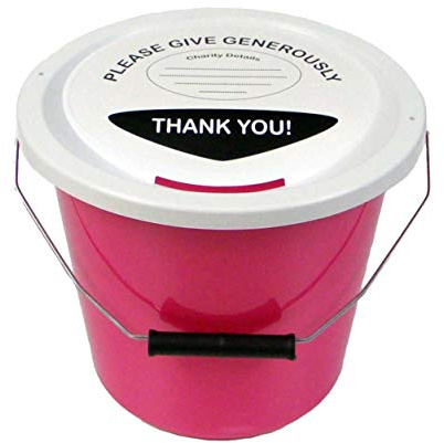6 Charity Money Collection Buckets 5 litres - Pink