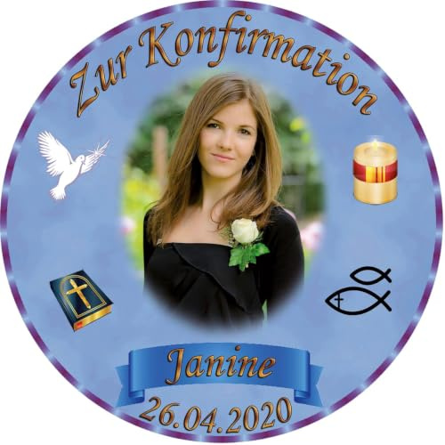 Tortenaufleger Fototorte Tortenbild zur Konfirmation rund 20 cm Durchmesser K3