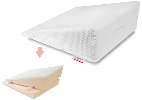 SONNO+ Anti-Reflux Keilkissen 2 in 1 mit Einstellbarer Dicke 18 oder 24 cm, mit 2,5 cm Memory Schaum, Matratzenkeil, Matratzenerhöhung für Erwachsene