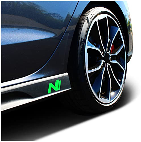 2er Set Folie Schutzfolie für Logo Seitenschweller Emblem Aufkleber Logos Seitlich Selbstklebend Passgenau Auto K055 (Neon Grün)