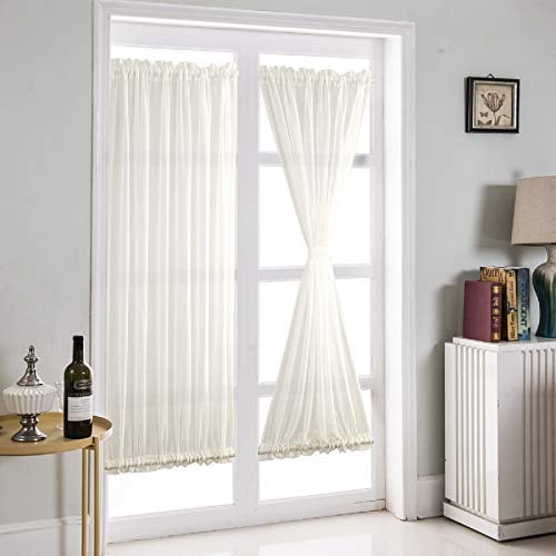 Cortinas para Puerta Francesas Blancas, Francés Ventana de Cribado Panel de Cortina de Puerta Francesa para Sala de Estar Cocina Dormitorio Comedor Sala,1 Panel (64 * 183cm)