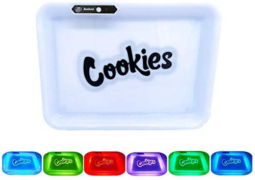 LED Rolling Tray Luminous Glowing Plastic Rolling Tray Light Up Illuminate Tray 6 Colors Party Mode Rechargeable(White)