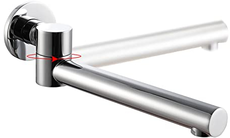 Wanneneinlauf 1/2 Zoll Badewanneneinlauf 180° Schwenkbarer Wannenarmatur Messing Wandmontage Wanneneinlauf Badewanne, 240 mm Einlauf Zulauf, Chrome Finish, Einzelloch