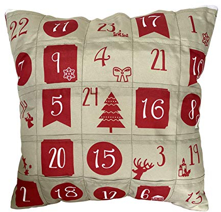 Hergo Sofahelden Adventskalender Kissen mit Taschen 40x40cm - Nostalgie 8992