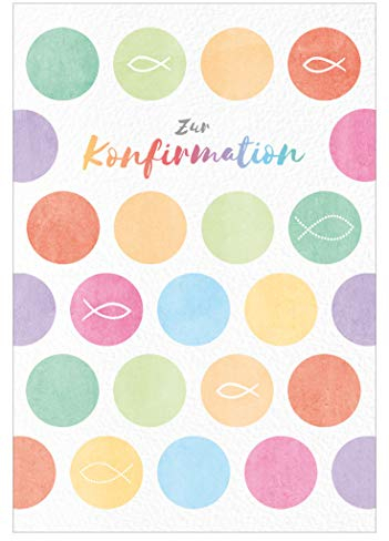 KE - Hochwertige Konfirmationskarte für Jungen & Mädchen, DIN B6 Format, inkl. Umschlag, 176x125mm - Beliebtes Kreis-Motiv