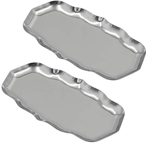 2 bandejas de Acero Inoxidable para Toallas, Bandeja de Almacenamiento, Bandeja de Almacenamiento de Metal Ovalado, Organizador de Almacenamiento de Accesorios Grandes, Pulseras de joyería