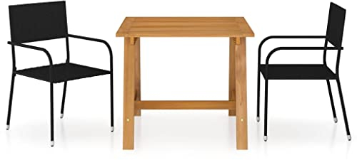 vidaXL Gartenmöbel Set 3-TLG. Gartengarnitur Gartenset Sitzgarnitur Sitzgruppe Gartentisch Esstisch Gartenstuhl Gartensessel Tisch Stühle Schwarz