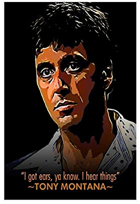Scarface Filmposter, Tony Montana, Motivationszitat, 7 Leinwand-Wandkunst, Dekoration, Gemälde für Wohnzimmer, Heimdekoration, 30 x 45 cm