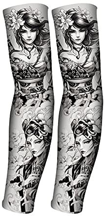 Uteruik Faux manchon de tatouage temporaire avec protection UV - Refroidissement et protection solaire - Pour homme et femme - 1 paire (#E)