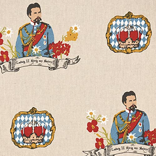 SCHÖNER LEBEN. Dekostoff Halbpanama Leinenlook Royal King Bayernkönig Natur 1,40m