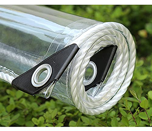 Xrdbfd Tarpaulin Waterproof With Eyelets, 2.5x4m Clear Protective Tarp, Thick Pvc Plastic Tarpaulin Cover, Sun Protection/antifreeze Tarpaulin for Roofs, Pergola and Balconies,1x2.5m/3.3 * 8.2ft