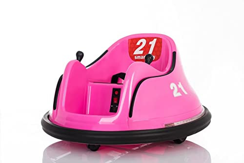 Voiture électrique RIRIDRIVE 12V - Auto-Tamponneuse 360° avec télécommande Parental 2,4GHz, Rose, Contours Anti-Chocs, pour Une Utilisation intérieure et extérieure, LED, Commande par Joystick