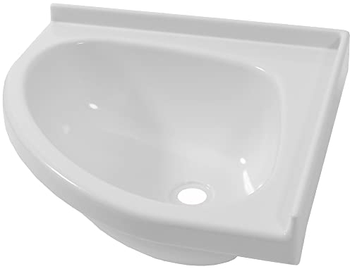 Waschbecken Eckwaschbecken Wohnmobil Wohnwagen Caravan Camping Boot 345 x 345 x145 mm oval weiß