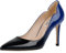 JOY IN LOVE Damen Pumps Schuhe Mittelabsatz Spitze Zehenkleid Pump Stilettos V-Schnitt, Blau-schwarzes Lack, 40 EU