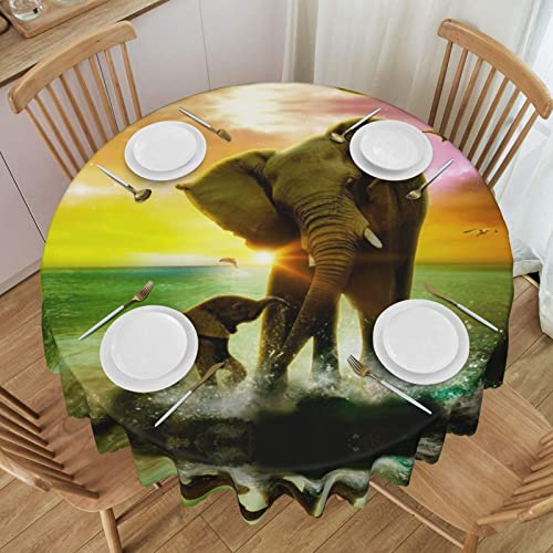 Deko-Tischdecke Afrika Elefant rund 152,4 cm