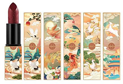 down down Baby Cocoa Puff Chinese Makeup Style Ladies Lipstick Five Piece Set Long Lasting Lipstick Waterproof Moisturizing Smooth Non Stick Cup Lipstick Birthday Gift For Wife And Lip Liner Clear