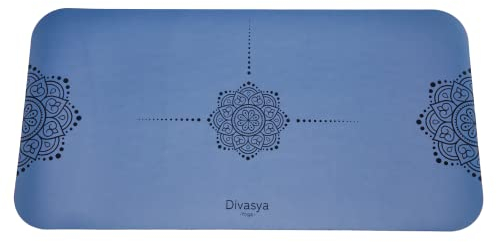 DIVASYA Yoga-Knie-Pad: Yoga-Kissen, Knieschoner, Yoga-Knie-Polster (64x33cm), stark dämpfender Naturkautschuk & rutschfeste professional grip Oberfläche. Auch für Ellbogen/Handgelenke (Blau)