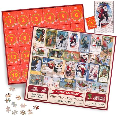 Weihnachtskalender 2024 Adventskalender 2024 Puzzle, Jigsaw Puzzle 1000 Teile Weihnachten Geschenke für Erwachsene und Kinder Weihnachtskalender für Männer und Frauen
