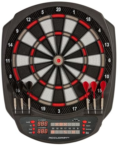 Accudart Meteor Electronic Dartboard – 35 Games, 580 Variations, Virtual Opponent, Dual LED Scoring, Advanced Play Features, Supports Up to 8 Players – Includes 6 Soft‑Tip Darts & Tips