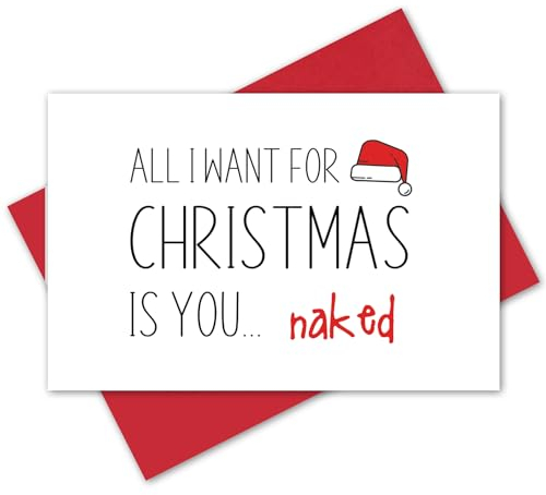 Alzombi Sexy Weihnachtskarte für Freund Ehemann, freche Weihnachtskarte für Sie und Ihn, All I Want for Christmas is You, Naked AZB-220