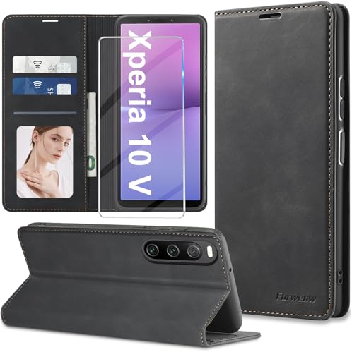 Neu Sony Xperia 10 V Leder Wallet Klapphülle mit 3 Kartenfächern und Stoßfestem Schutz