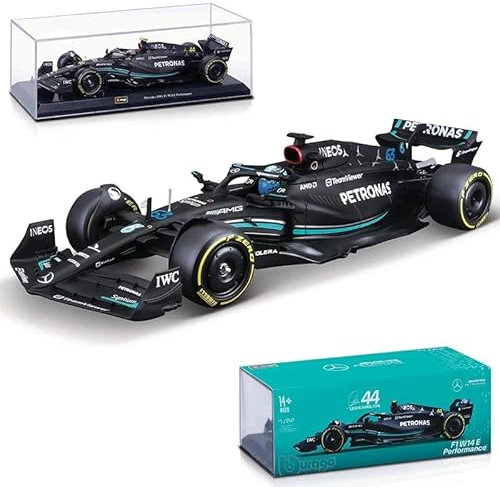 JODIYAAH 1/24 Bburago 1:24 Mercedes-AMG Petronas F1 Team W14 2023 44# Lewis Hamilton F1 63# George Russell Alloy Car DieCast Model Collection Gift (1/24 W14 63#)