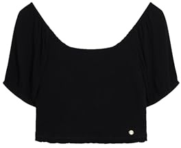 Superdry Damen Gesmoktes Oberteil aus Webstoff Schwarz 44