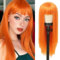 Orange Lange Gerade Perücken für Frauen Synthetische 28 Zoll Natürliche Haar Perücke mit Bangs für Cosplay Täglichen Gebrauch