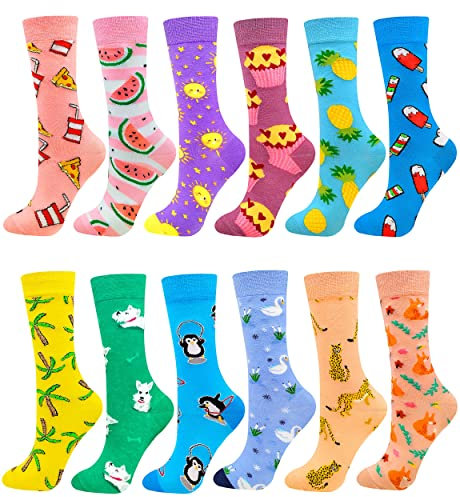 Facefuture Bunte Socken Funny Socks Odd Phantasie Strümpfe Glücklich Baumwolle Sock (12 Pairs DE1214)