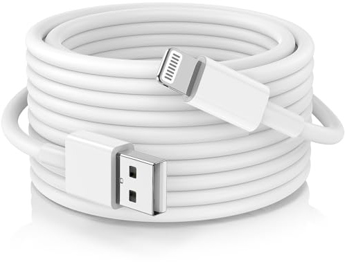 QZIIW Extra Long iPhone Charger Cable 15 Ft,[Apple MFI Certified] USB to Lightning Cable 15 Feet/5M,Apple Fast Charging Cable 15 Foot for iPhone 14 13 12 11 Pro Max Mini XR X 9 8 7Plus 6 6s ipad