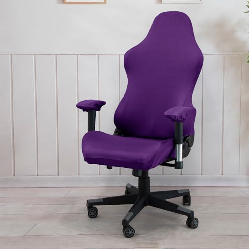 Highdi Gaming Chair Covers Stretch, Stretchable Gaming Chair Seat Covers with Arm Covers Elastic Computer Chair Slipcovers Protector for Reclining Racing Gamer Chair (one size,Purple)