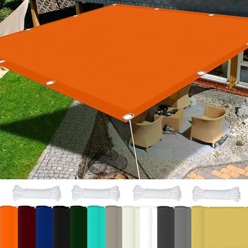 Tenda Parasole Esterno 5 x 6 m 98% Protezione UV Tende da Sole Vela Ombreggiante Poliestere per Esterno Giardino Terrazza, Arancione