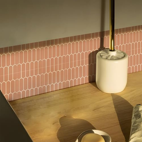 Alwayspon Tile Sticker, Red Self adhesive Stick on Tiles Transfer Sticker for Bathroom Kitchen, Splashback, Peel and Stick Vinyl Floor Wall Tiles Sticker, 10PcsX20cm/8inch