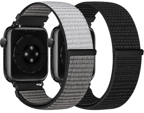 Runostrich Nylon Sport Strap Compatible with Apple Watch Strap 49mm 46mm 45mm 44mm 42mm 41mm 40mm 38mm Women Men, Adjustable Solo Loop Bands for iWatch Series 11 10 9 8 7 6 5 4 3 SE Ultra, 2 Pack
