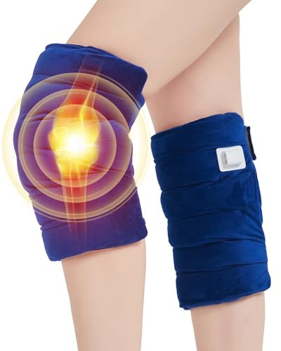 JOBYNA Heizkissen für Knie, 2Pcs Elektrisch Wärmekissen für Arthritis, Schmerzlinderung, Kniewärmer Abschaltautomatik, 5s Schnelle Erwärmung, 30-70℃ Einstellbar (Verdicktes Knie Heizkissen)