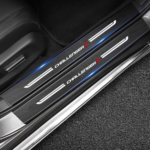 4 Stück Auto Einstiegsleisten Schutz Aufkleber für Dodge Challenger, Kohlefaser Türschweller Trittschutz Lackschutzfolie (Challenger)