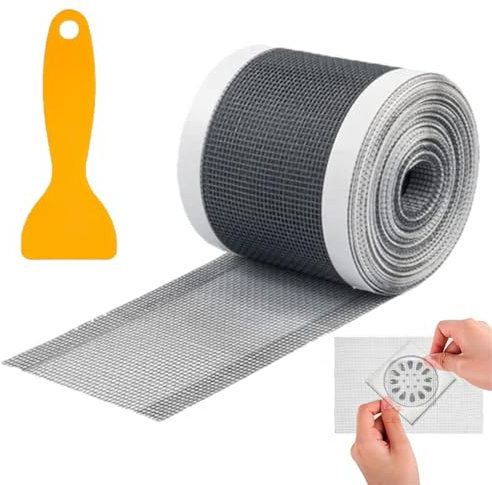 10 M Attrape Cheveux Douche 70 mm, Filtre Douche Cheveux, Tamis De Douche Autocollant, Filtre De Douche Autocollant en Maille pour Caniveau De Douche, Salle De Bain, Cuisine