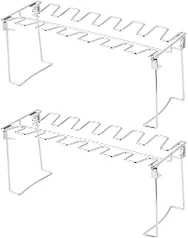 Sluffs 2 Pcs BBQ Chicken Drumsticks Holder,Folding Chicken Leg Wing Rack,14 Slots Stainless Steel Roaster Stand for Smoker Grill or Oven Greatly Suited for Outdoor Grilling and Picnics