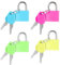 Lot de 4 serrures de valise avec clé - Pour les voyages en avion - Mini cadenas - Multicolore - Pour bagages, sacs de voyage