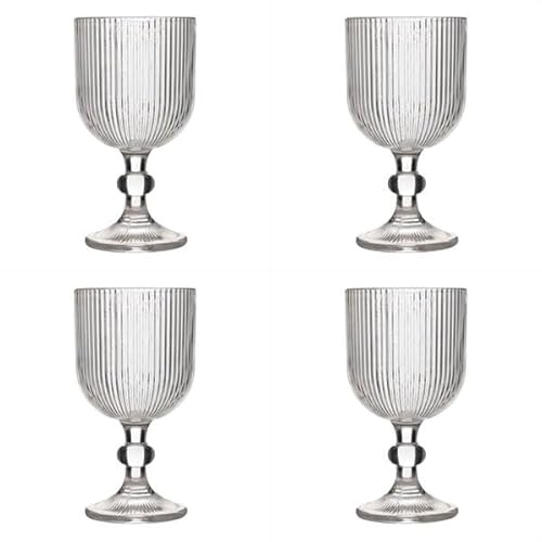 Ravenhead Linea Set of 4 Wine Glasses 370ml | Contemporary Textured Wine Glasses for Red, White & Rosé, Elegant Linear Design