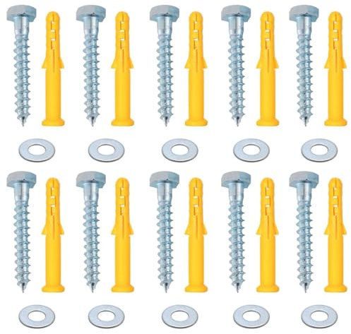 M10x50mm Heavy Duty Wall Plugs Tv Wall Bracket Screws for Fixing Aerial Mast Sky Dishes TV Mount Brackets 10 Pcs