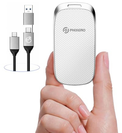 PHIXERO P20 Portable SSD 512GB Up to 2000MB/s, USB 3.2 Gen 2 External Solid State Drive，USB C to C&A for Smartphone，Tablet，PC，Labtop (White)