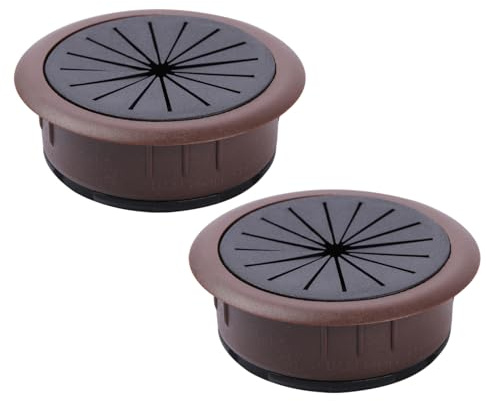 2 Pack Cable Grommets, 50mm (2 Inch) Brown ABS Desk Cable Hole Covers,Wire Organiser for Office & Computer Desks