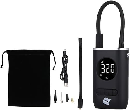 NK Mini Compresor de Aire Eléctrico Portátil, Inflador e Hinchador 150 PSI, 4000mAh, Pantalla Digital, Linterna LED, Apto para Coche, Moto, Bicicleta, Patinete y Balones
