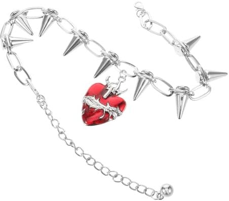 BESPORTBLE Punk Barbed Wire Heart Necklace Edgy Thorn Pendant Jewelry for Women for Parties and Clubs Grunge Style Accessory Versatile Heart Motif Design