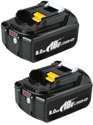 2 Stück 8000mAh Akku Ersatzakku für makita Akku 18V 8.0Ah BL1830 BL1860 BL1850 BL1840 mit LED-Anzeige für Elektrowerkzeuge