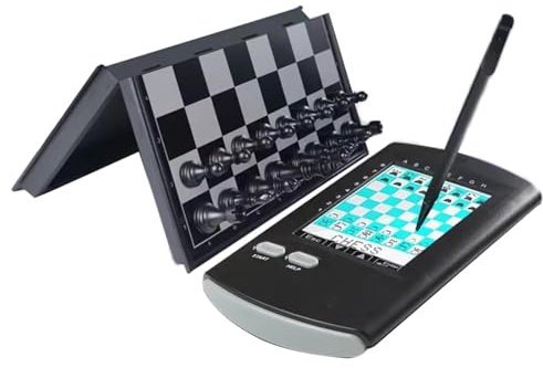 OSPSHPG Intelligent Electronic Chess Set, Touch-Based Computer Chess with Foldable Chess Board and Pieces, 220 Classic Games, Portable Single Player Match, for Adult Kid