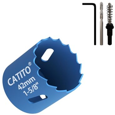 CATITO 42mm Bi-Metall Lochsäge Bohrbohr, Lochsäge für Einbauleuchten, Zoll Lochschneider für LED Einbaubeleuchtung, ideal für Kunststoff, Holz, Sperrholz (42mm)