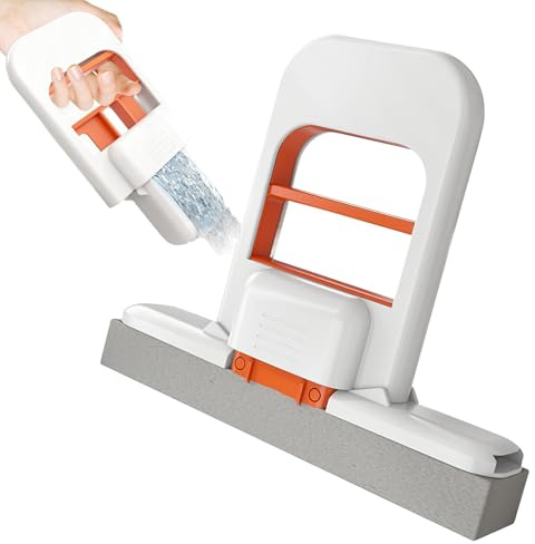 Portable Mini Mop,Self-Squeeze Desktop Cleaning Mini Mop, mini foldable desktop mop for Bathroom, Kitchen, Tableware, Desktop, Glass (orange)