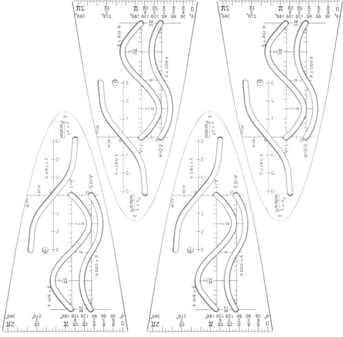 LIQWEI 4 Stück Parabelschablone Mathe, Kurvenschablone Normalparabel Schablone Parabel Zeichenschablone Glasklar Parabel Lineal Für Studenten Büro Designer Malerei Cosinus Tangens